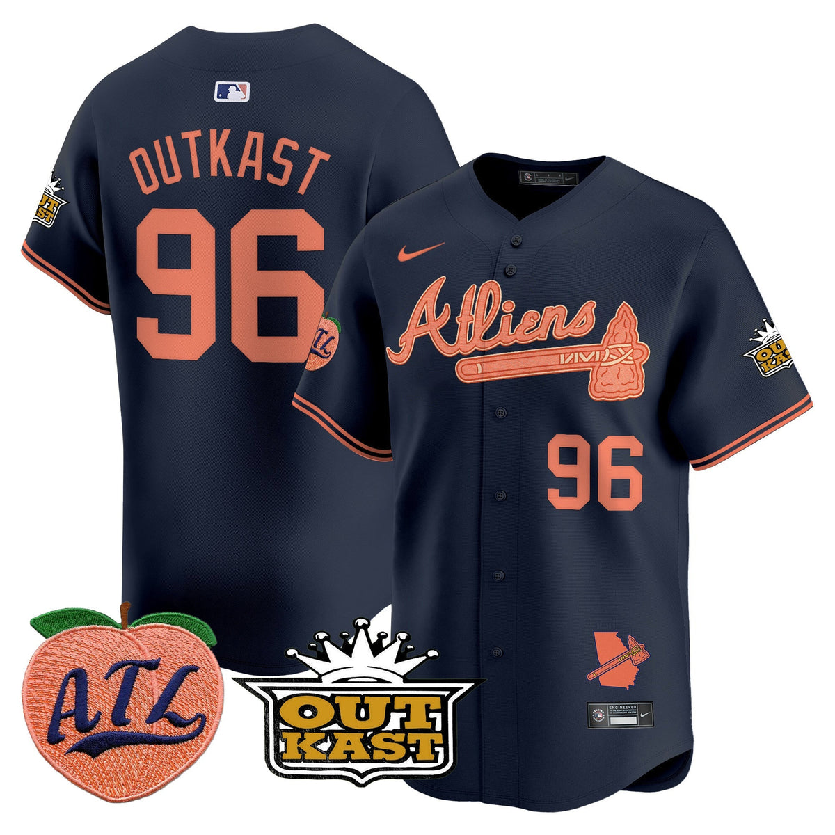 ATL Atliens & Peach Vapor Premier Limited Jersey - All Stitched