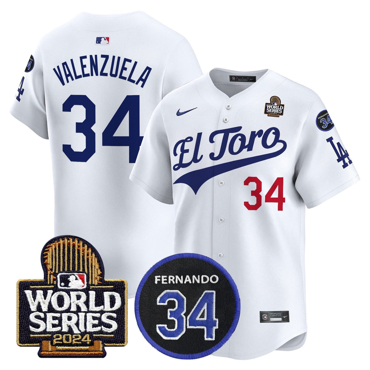 Dodgers El Toro 2024 World Series Patch Vapor Premier Limited Jersey - All Stitched