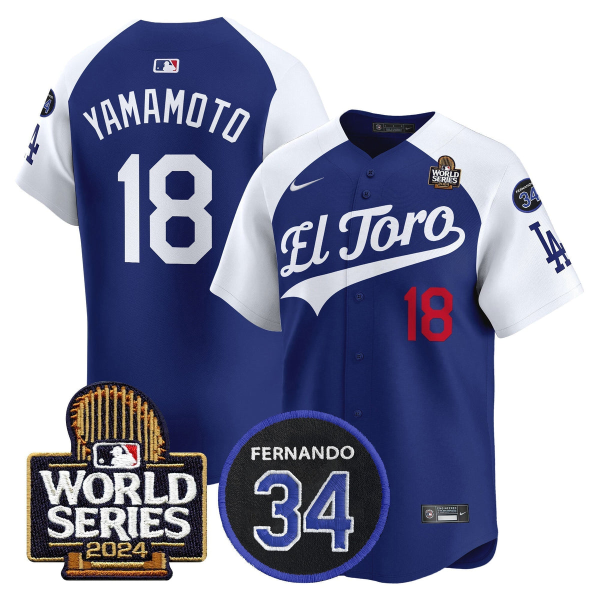 Dodgers El Toro 2024 World Series Patch Vapor Premier Limited Jersey - All Stitched
