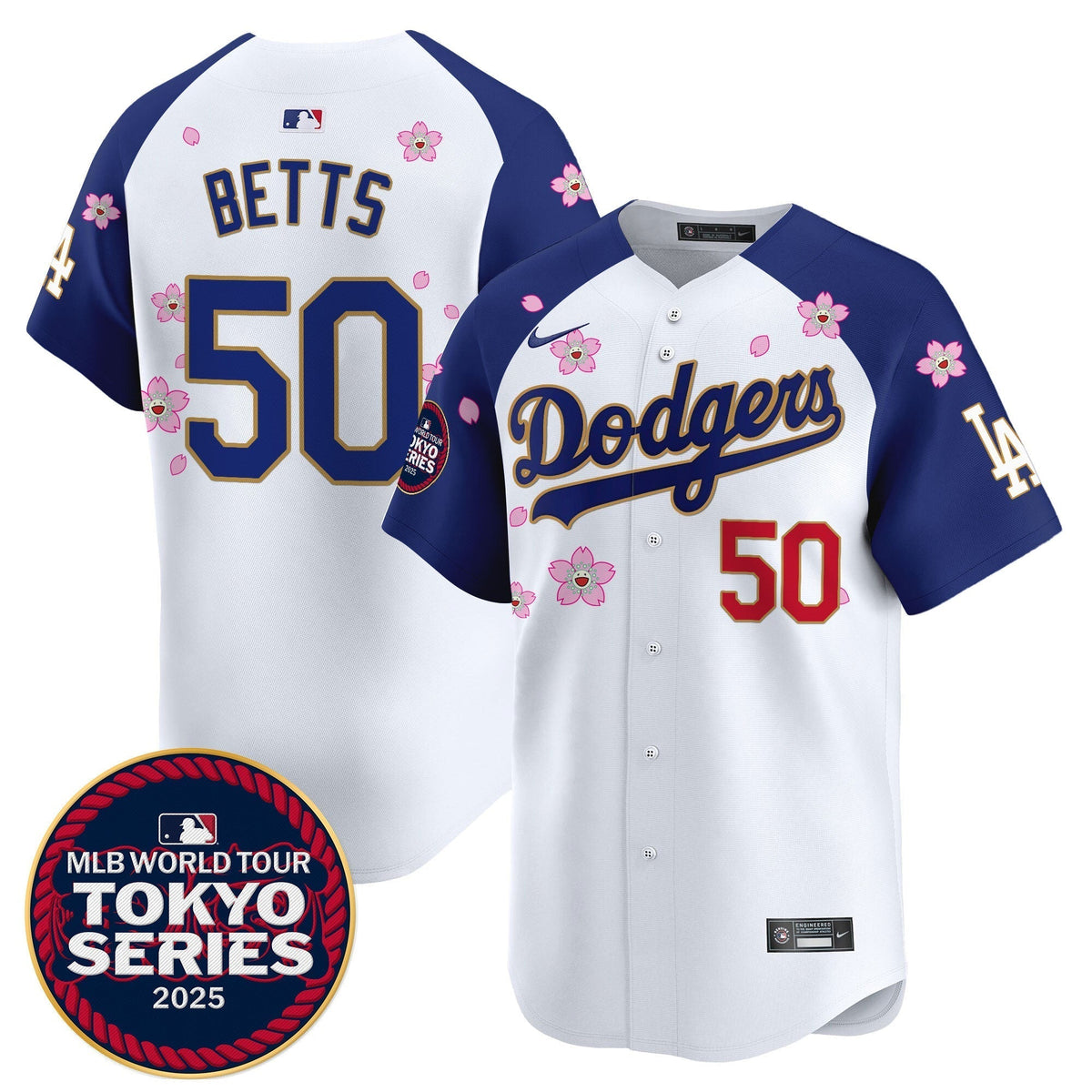 Dodgers Tokyo Series 2025 Gold Trim Vapor Premier Limited Jersey - Stitched