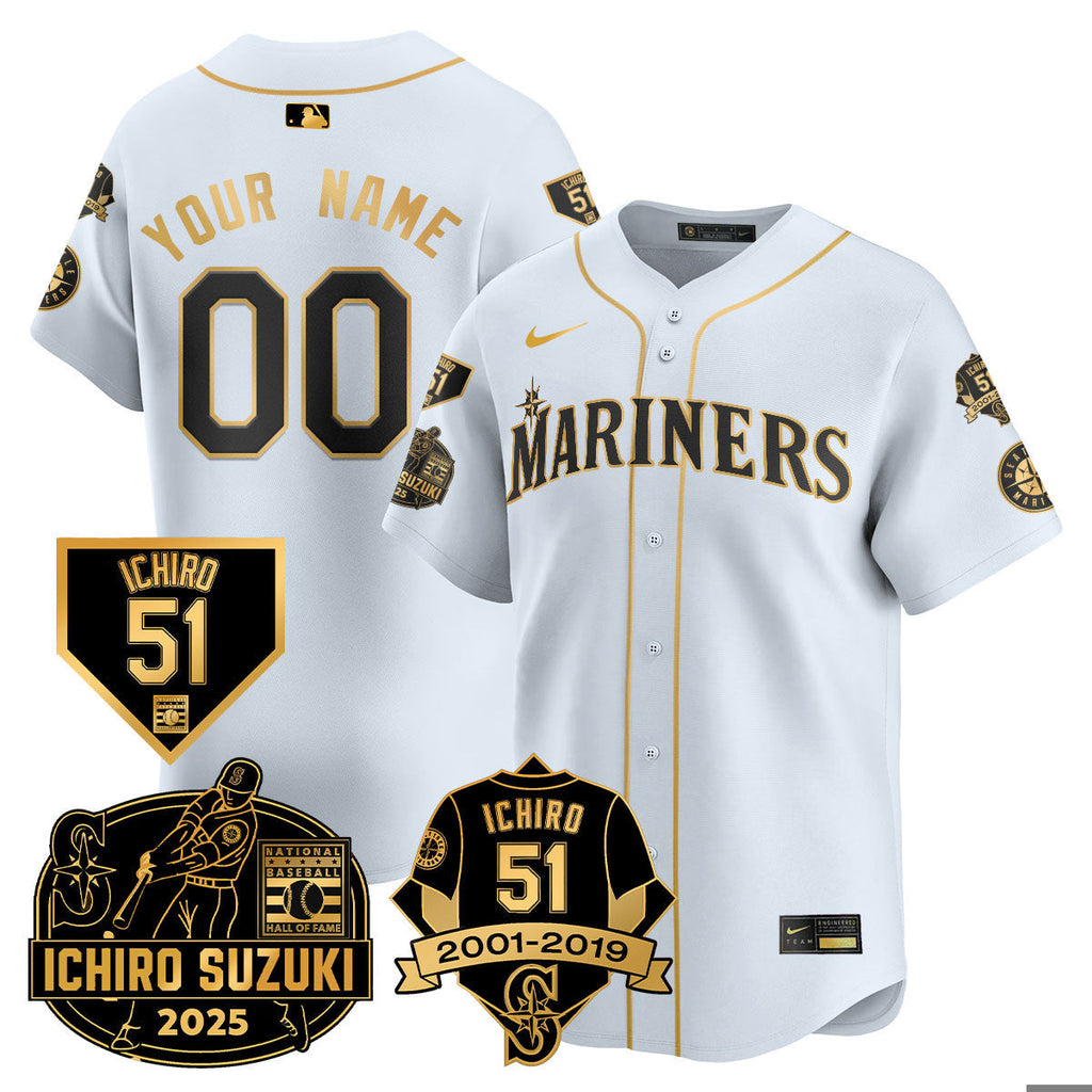 SEA Ichiro Number Retirement Jersey - All Stitched