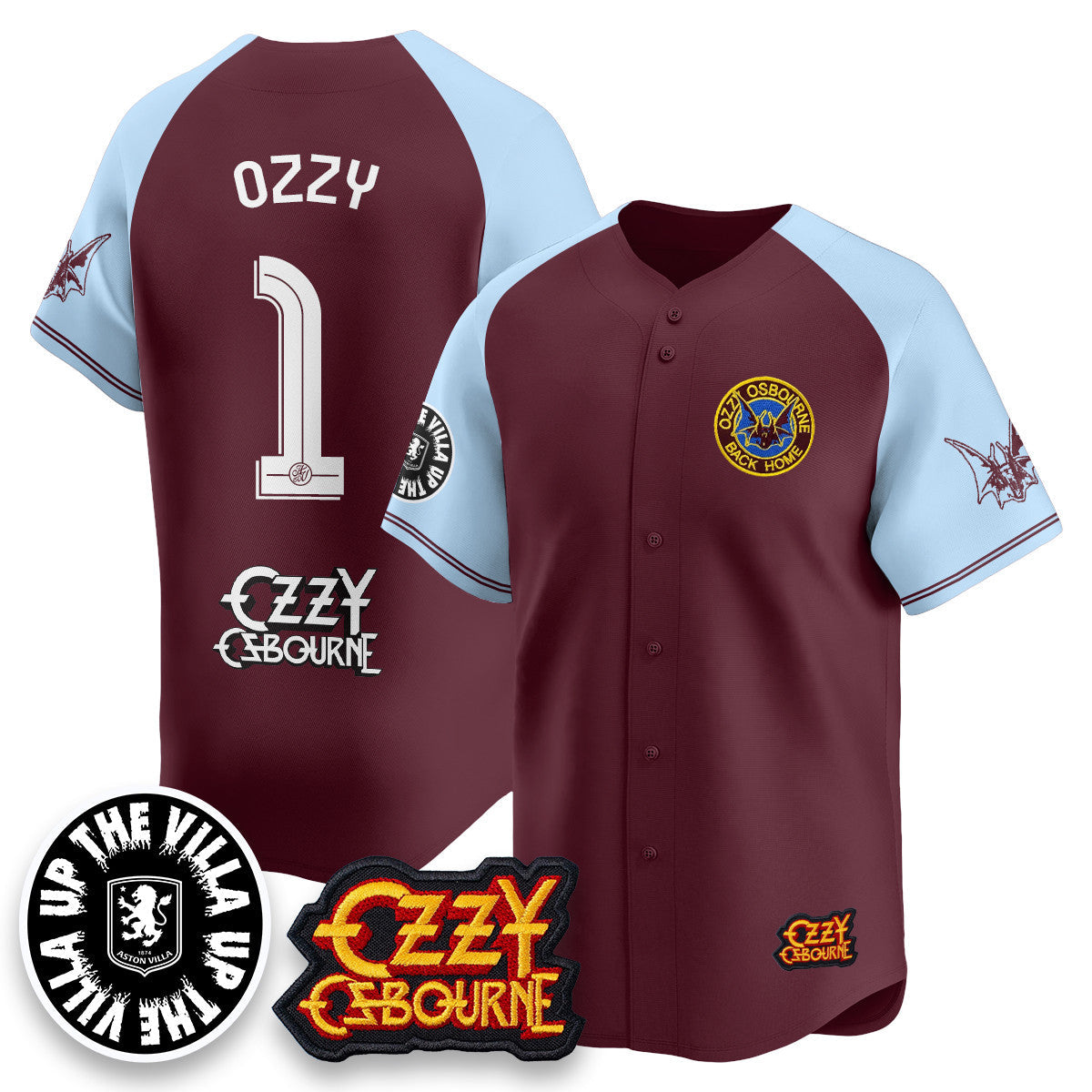 Aston Villa Ozzy Osbourne Back Home Baseball Men Jersey - All Stitched