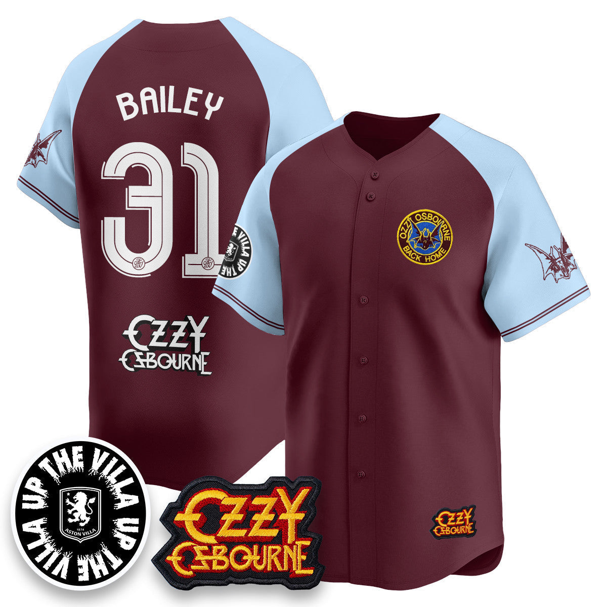Aston Villa Ozzy Osbourne Back Home Baseball Jersey - All Stitched