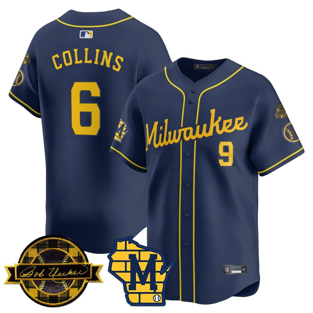 MIL Bob Uecker Patch Vapor Limited Jersey - All Stitched