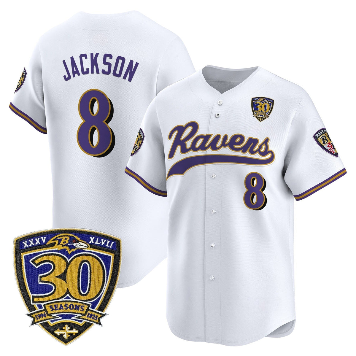 BAL 2025 Vapor Baseball Jersey - 30th Anniversary Patch - All Stitched