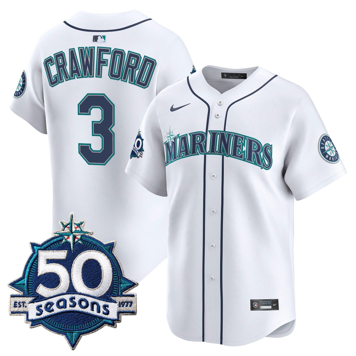SEA 50 Seasons Patch Vapor Premier Limited Jersey - All Stitched