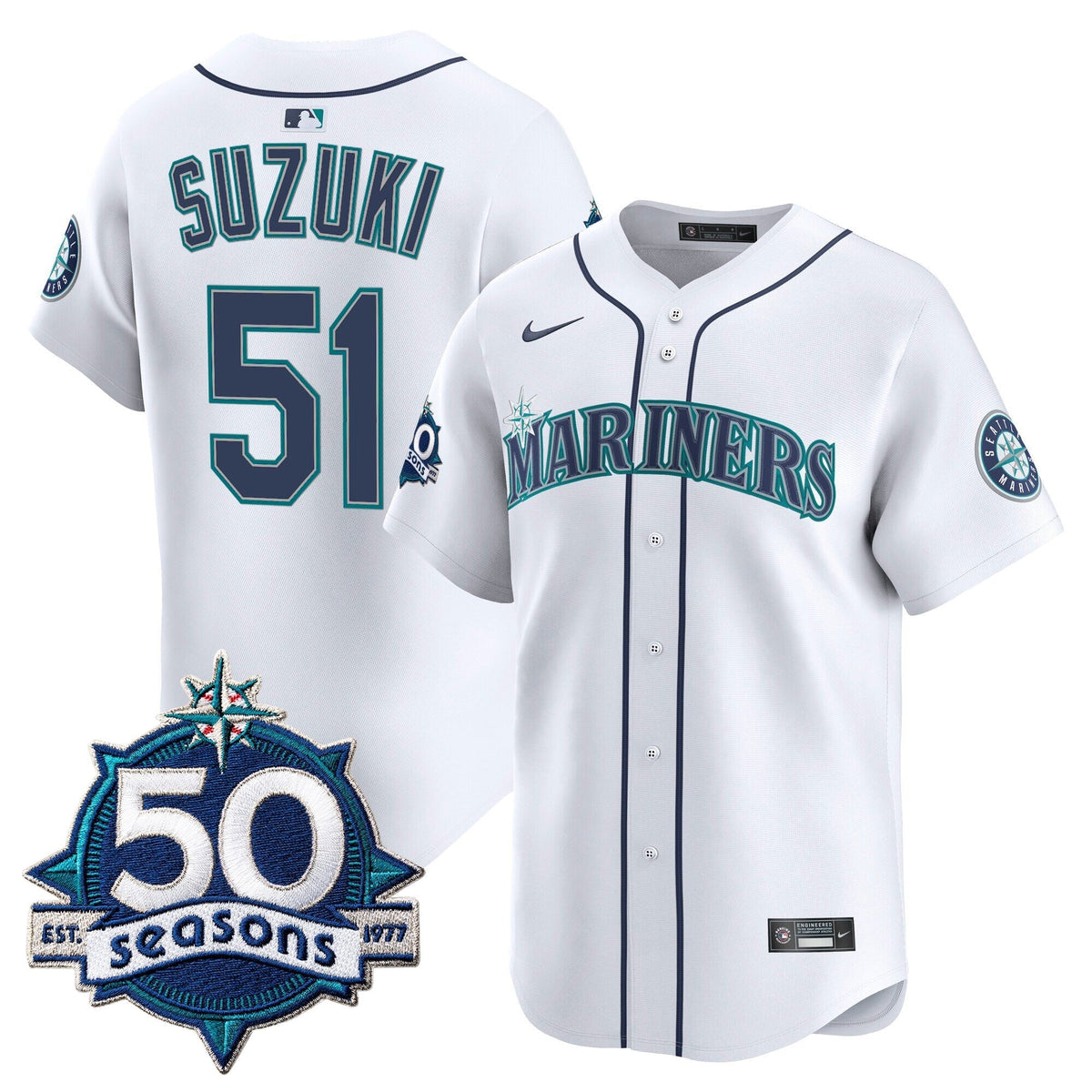 SEA 50 Seasons Patch Vapor Premier Limited Jersey - All Stitched