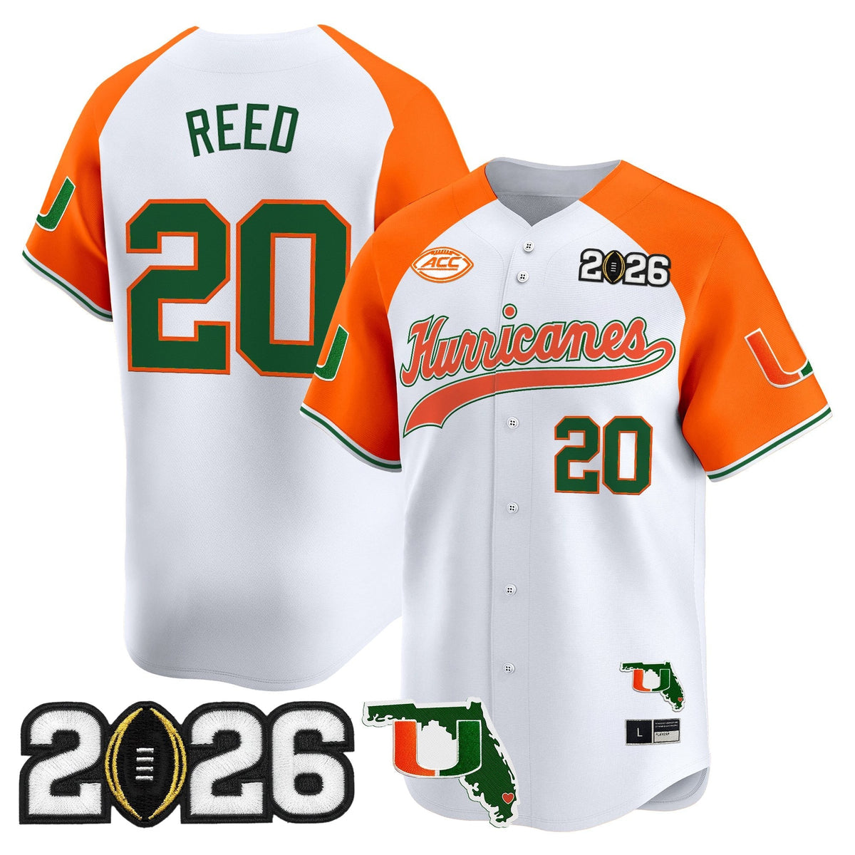 MIA 2026 CFP Final & Florida Patch Vapor Baseball Jersey - All Stitched