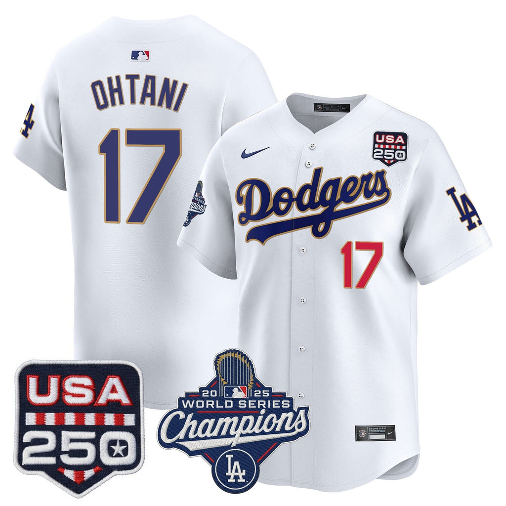 Dodgers 2025 World Series Champions & 250America Patch Vapor Premier Limited Jersey - All Stitched