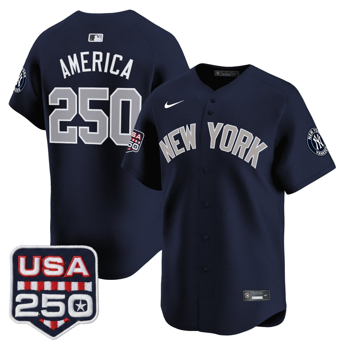 NYY 250America Patch Vapor Premier Limited Jersey - All Stitched