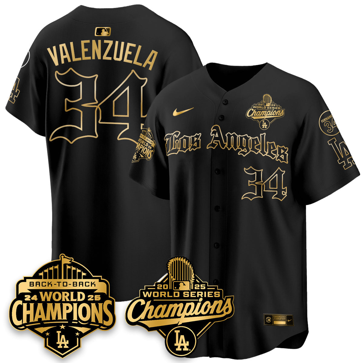 LAD 2025 World Series Champions Vapor Premier Limited Men Jersey - LA Gothic Edition - All Stitched