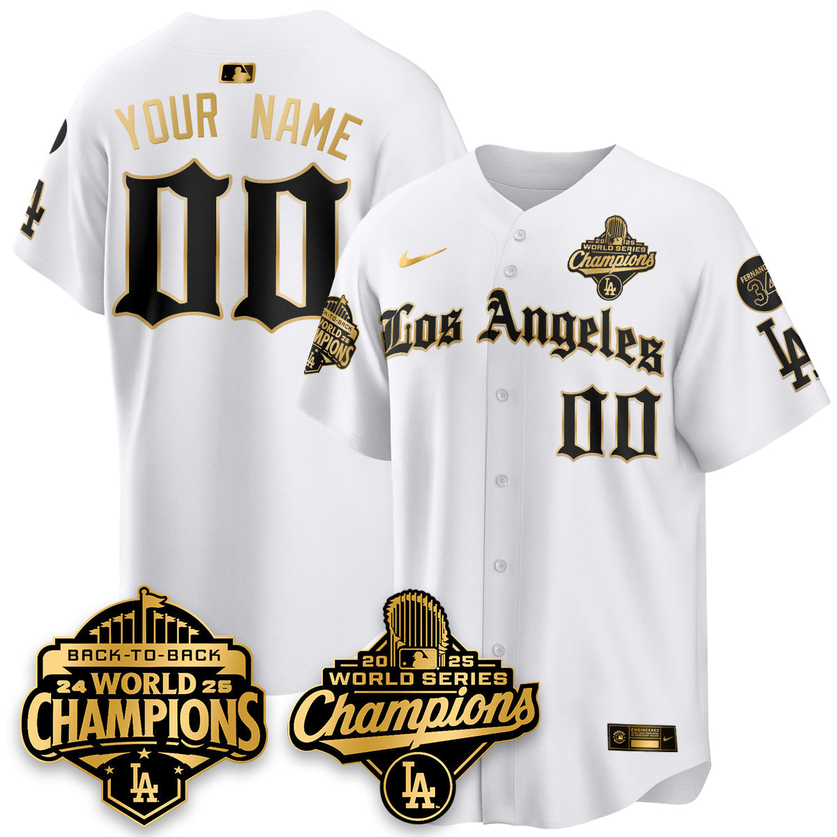 LAD 2025 World Series Champions Vapor Premier Limited Jersey - LA Gothic Edition - All Stitched