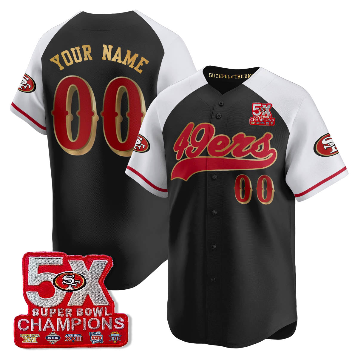 SF 5-Time Champions Patch Vapor Baseball Jersey - All Stitched