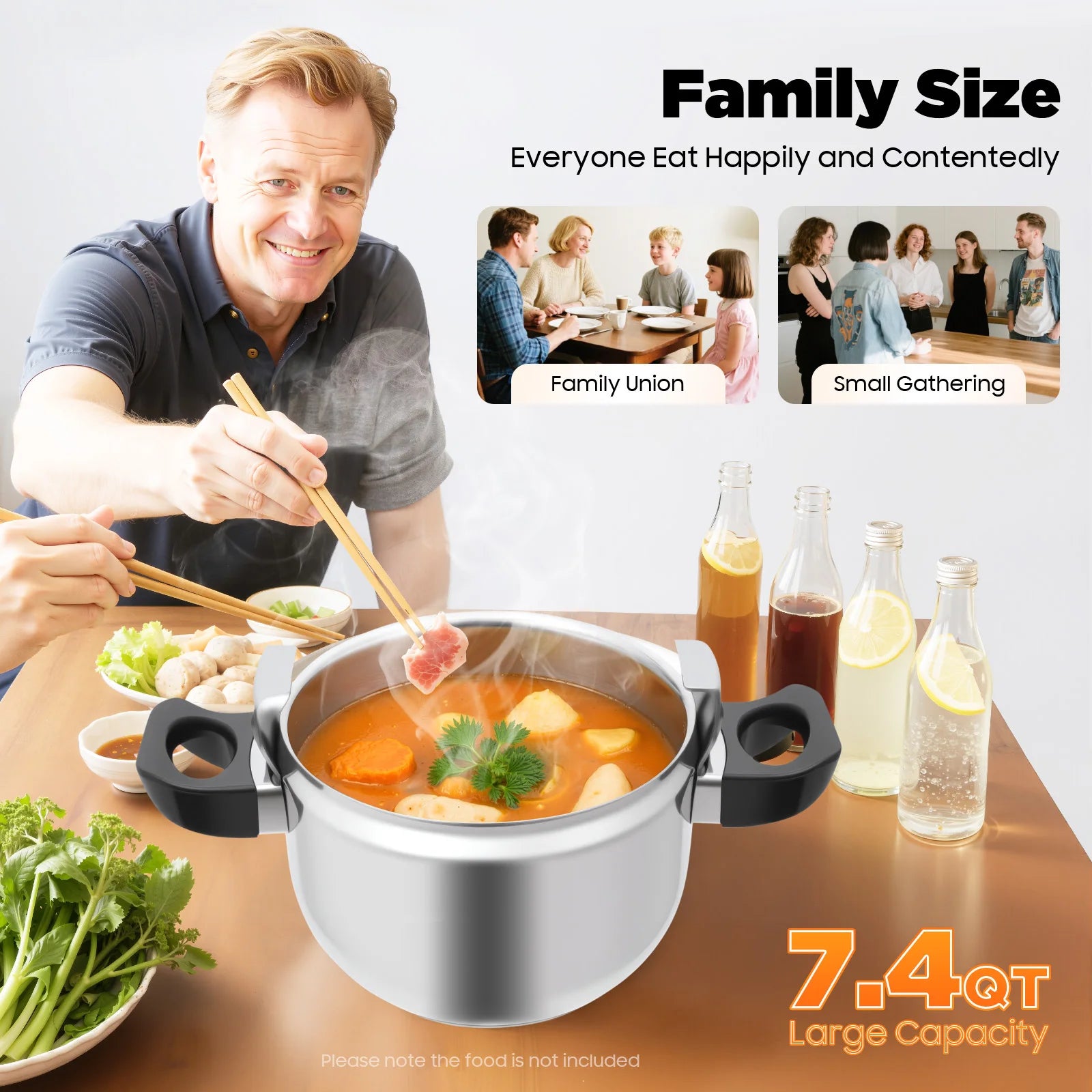 7L/11L/26L Stainless Steel Pressure Cooker, High Pressure Pressure Stewing Pot with Safety Valve for Restaurant Kitchen