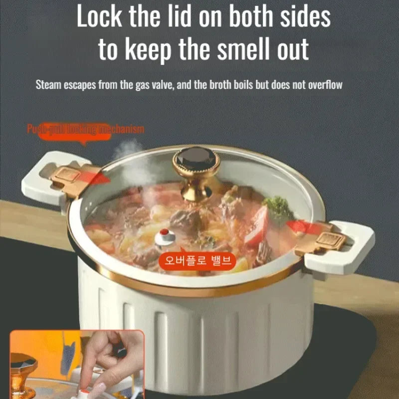 Micro Pressure Cooker Household Large Capacity cooking Pot with Double Ear Non-stick Multi-function Soup Pot Pressure Cooking