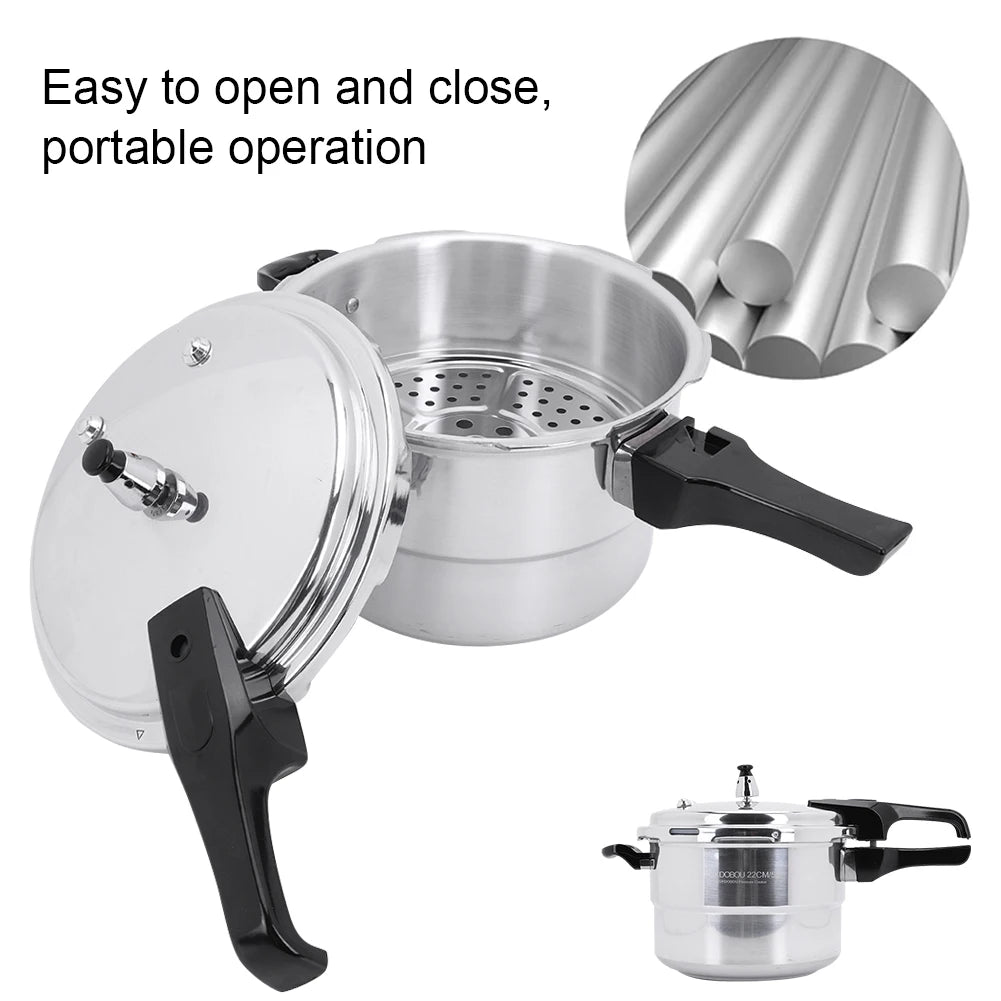 Aluminum Pressure Cooker with Steaming Plate Pressure Cooker Household Stovetop Pressure Canner for Gas and Induction Stoves