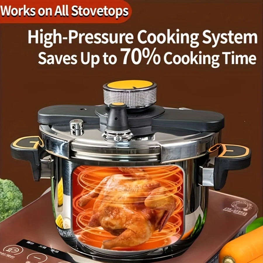 5L/6L/8L Stainless Steel Pressure Cooker And Daily Stew Pot-One-Twist Lock Lid, Quick Stewing and Soup Making-Compatible with In