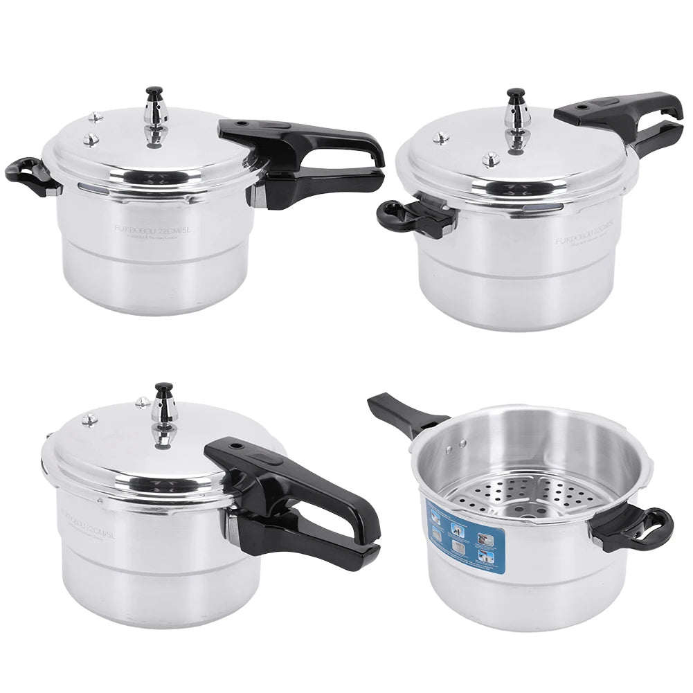 Aluminum Pressure Cooker with Steaming Plate Pressure Cooker Household Stovetop Pressure Canner for Gas and Induction Stoves