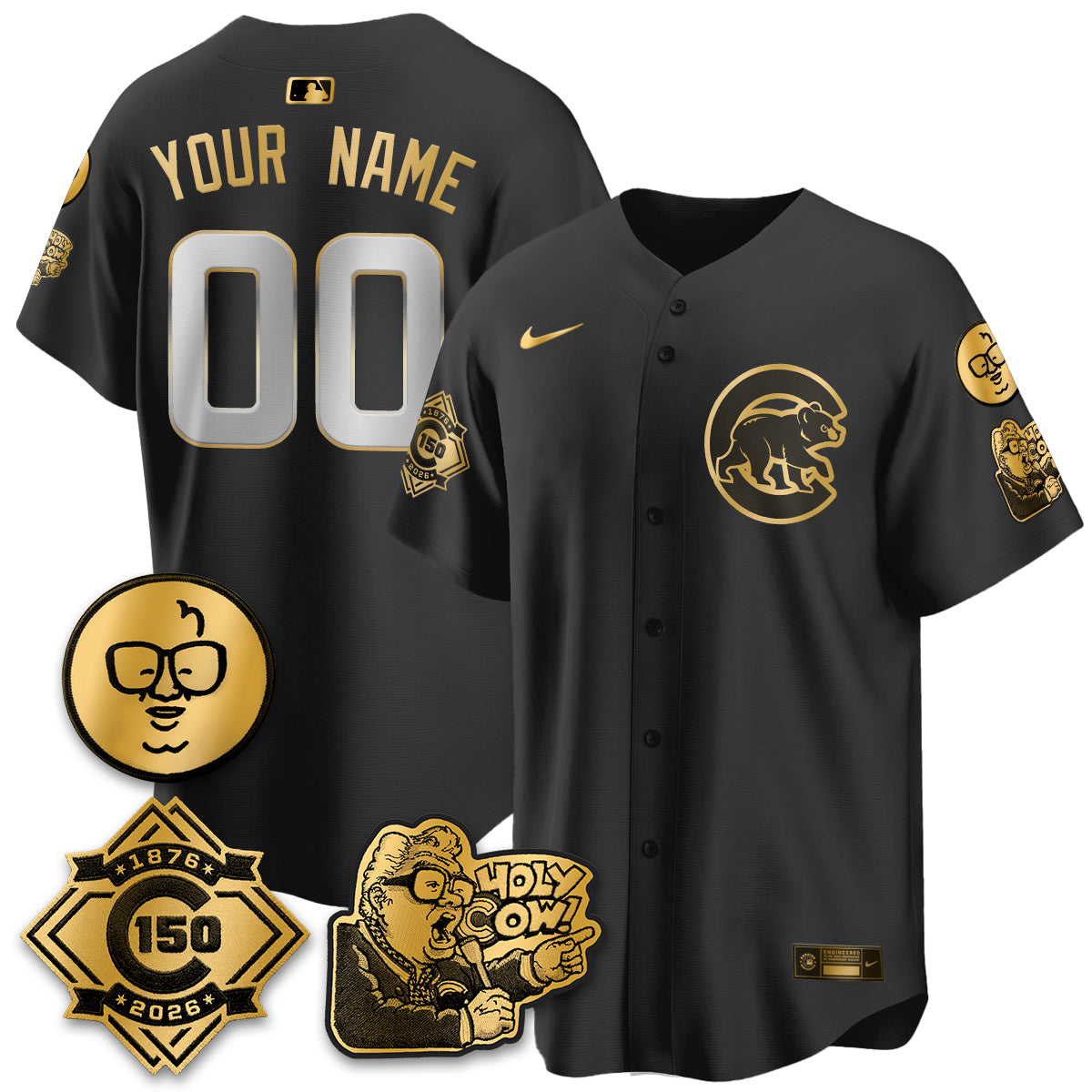CHC 150th Anniversary Harry Caray Holy Cow Vapor Premier Limited Custom Jersey - Stitched V3