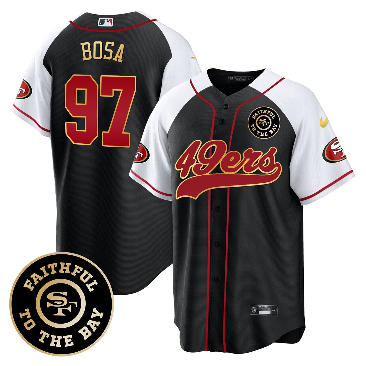 49ers Faithful To The Bay Patch Baseball Jersey - All Stitched