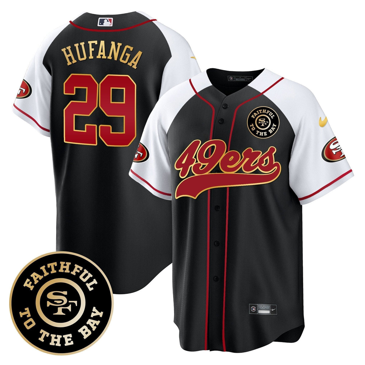 49ers Faithful To The Bay Patch Baseball Jersey - All Stitched