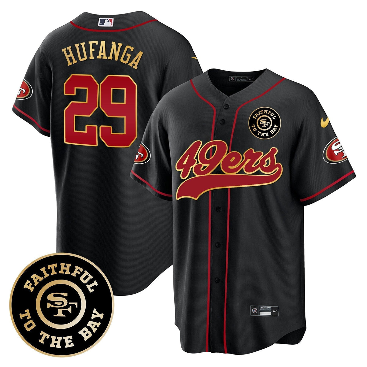 49ers Faithful To The Bay Patch Baseball Jersey - All Stitched